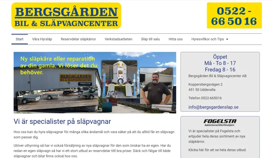 Bild på startsidan hos bergsgardensslap.se en hemsida som jag gjort.