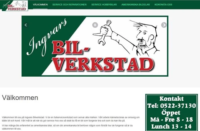 Bild på startsidan hos ingvarsbilverkstad.se som jag gjort.