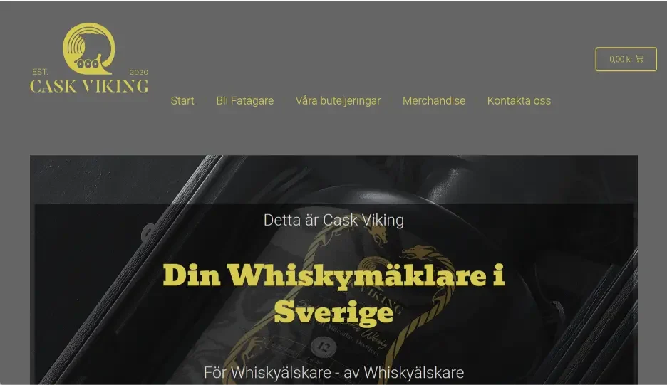 Bild som beskriver Cask Vikings hemsida.